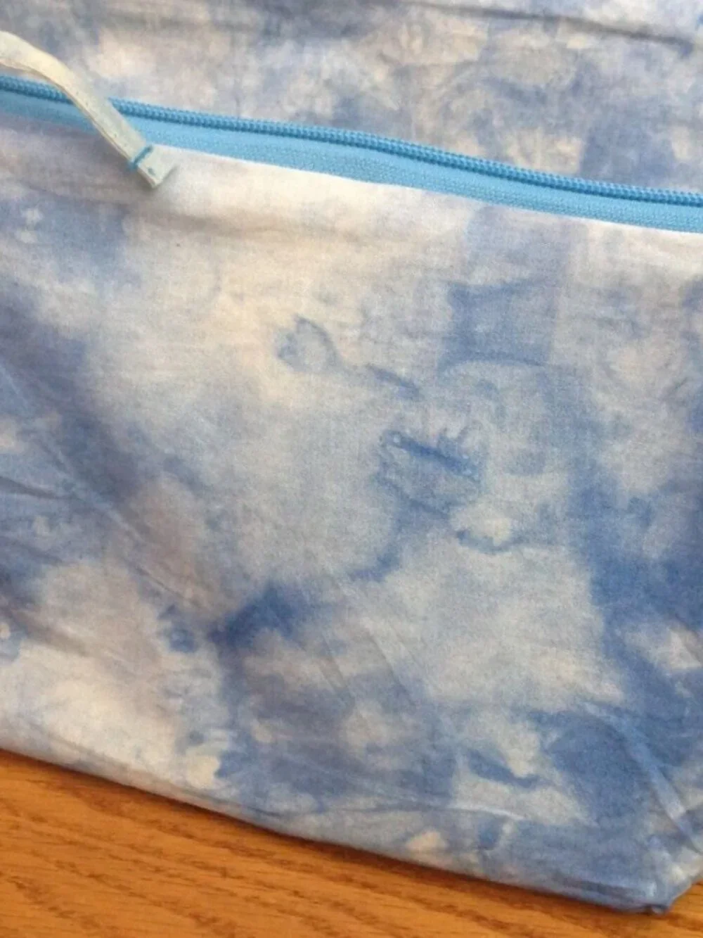 QUEEN ALAFFIA BLUE WHITE AFRICAN BATIK BAG POUCH MAKEUP COSMETIC MADE IN GHANA